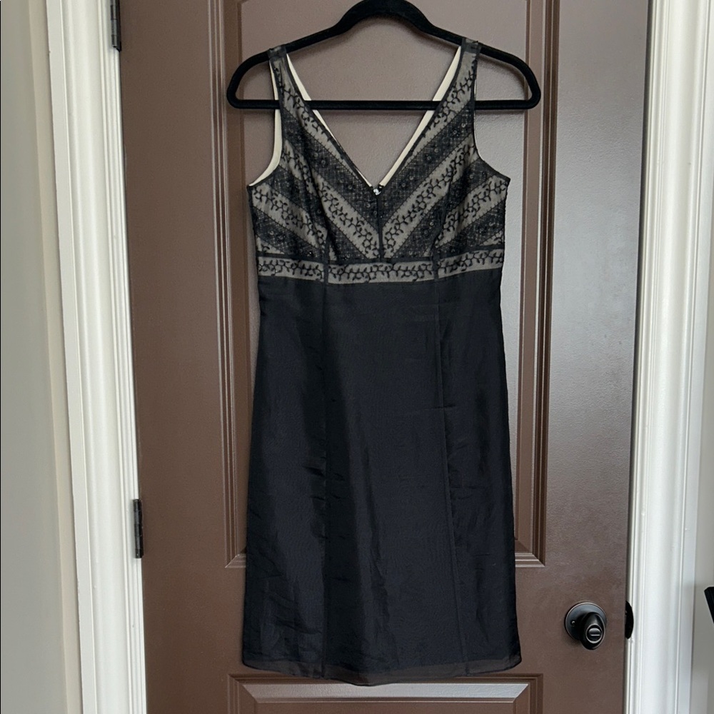 AnnTaylor Elegant 100% Silk Little Black Dress with beaded bodice 2P